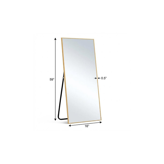 59" Gold Aluminum Freestanding And Wall Mounted Framed Full Length Mirror