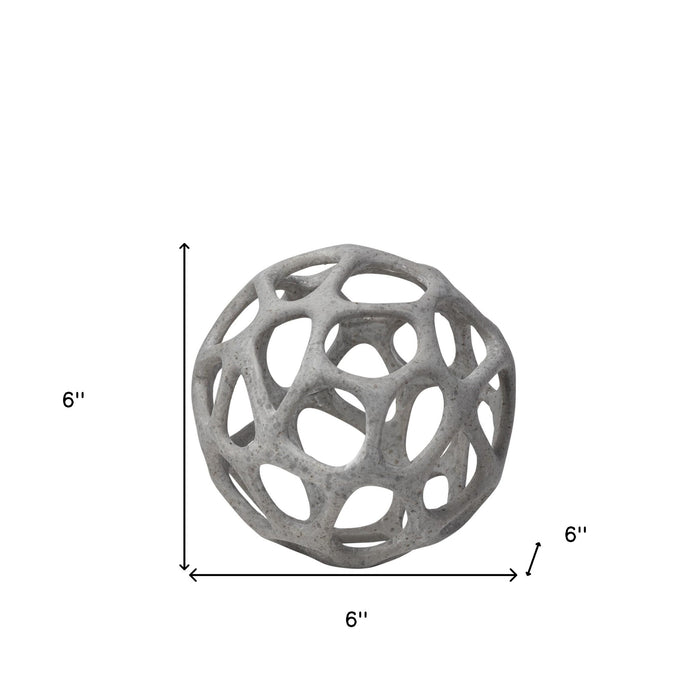 6" Gray Metal Abstract Decorative Orb Tabletop Sculpture