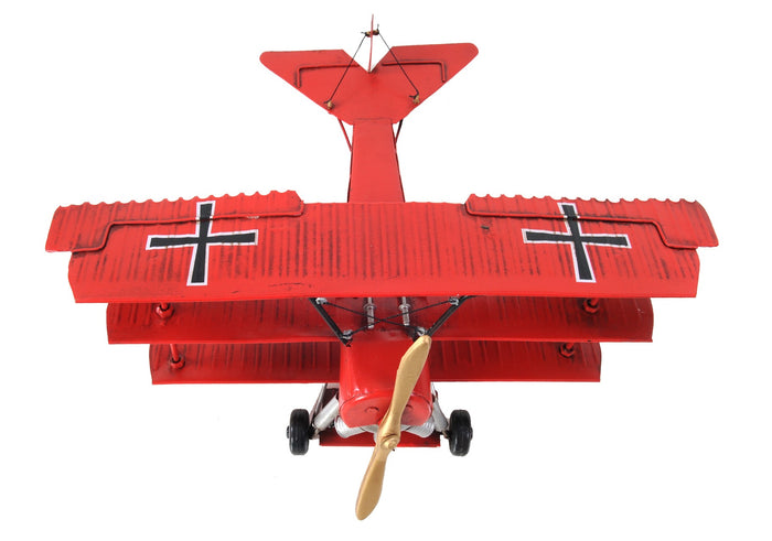 6" Red Metal Hand Painted Model Airplane