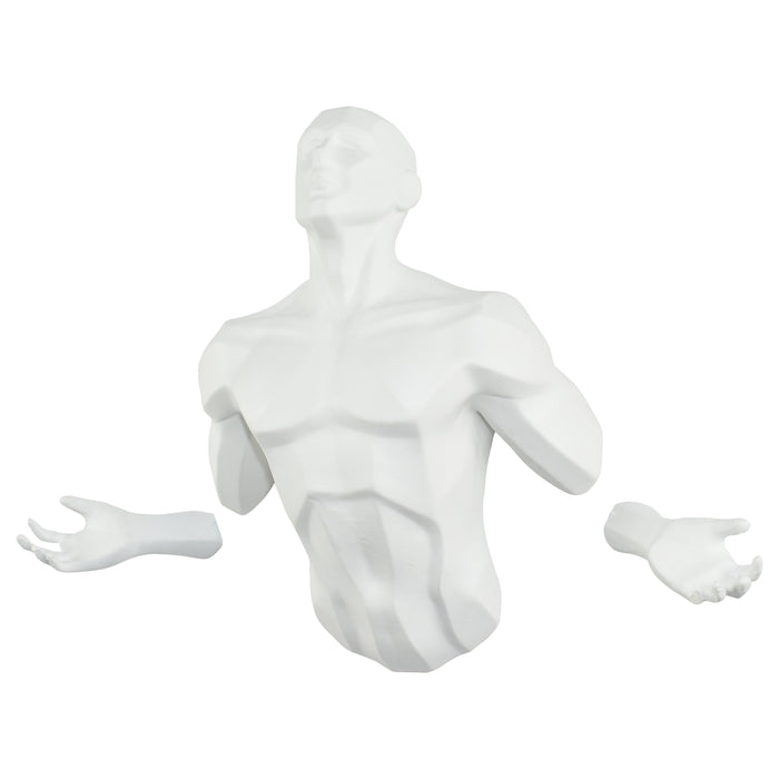 6" X 4" White Resin Bursting Man Hanging Dimensional Sculpture