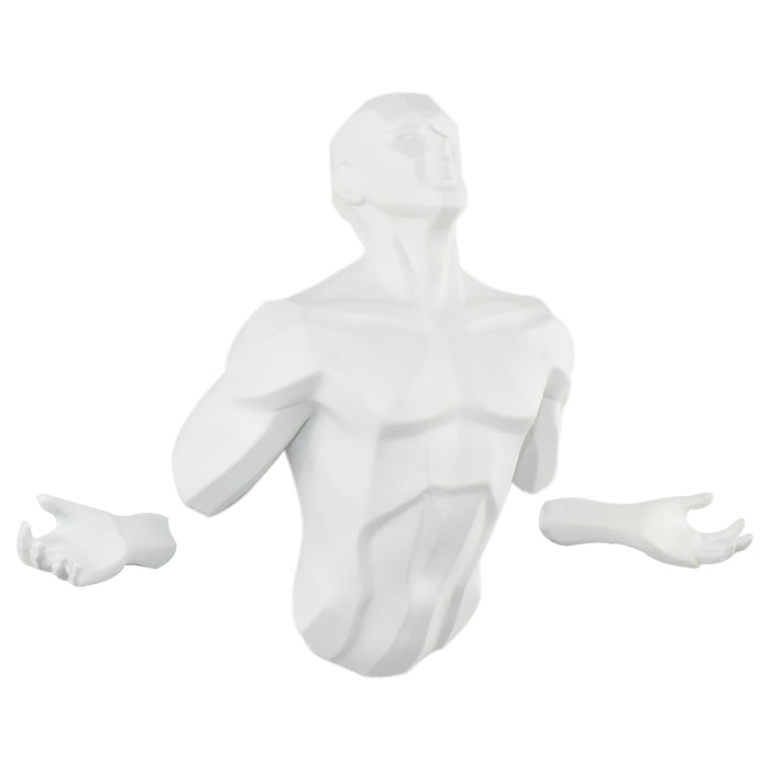 6" X 4" White Resin Bursting Man Hanging Dimensional Sculpture