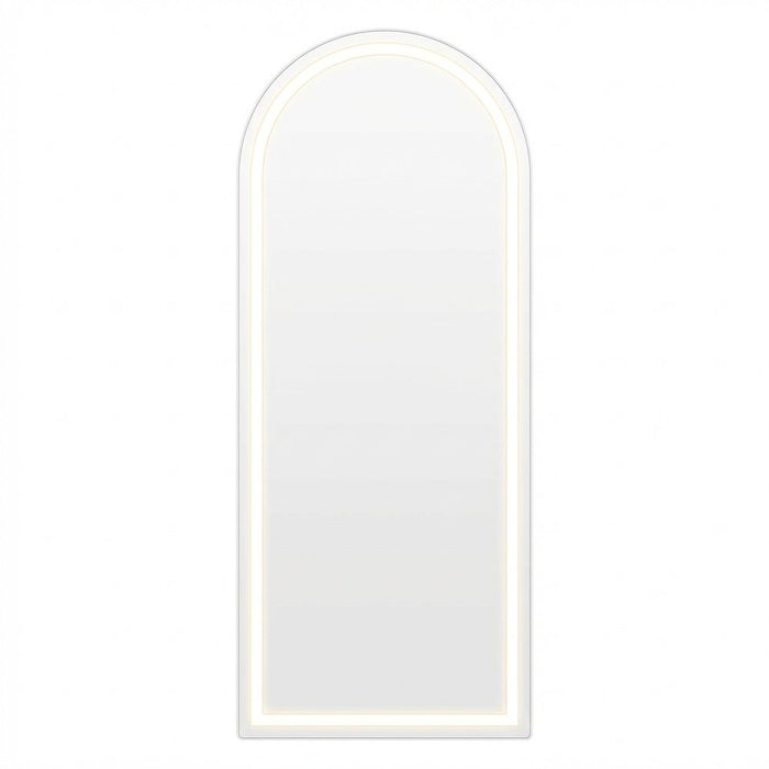 60" Arch Lighted Wall Mounted And Freestanding Frameless Full Length Mirror