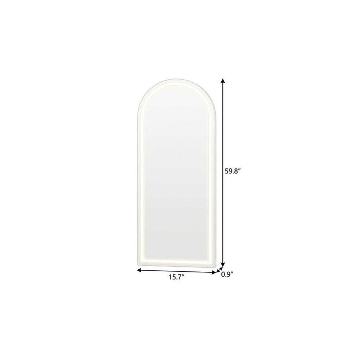 60" Arch Lighted Wall Mounted And Freestanding Frameless Full Length Mirror