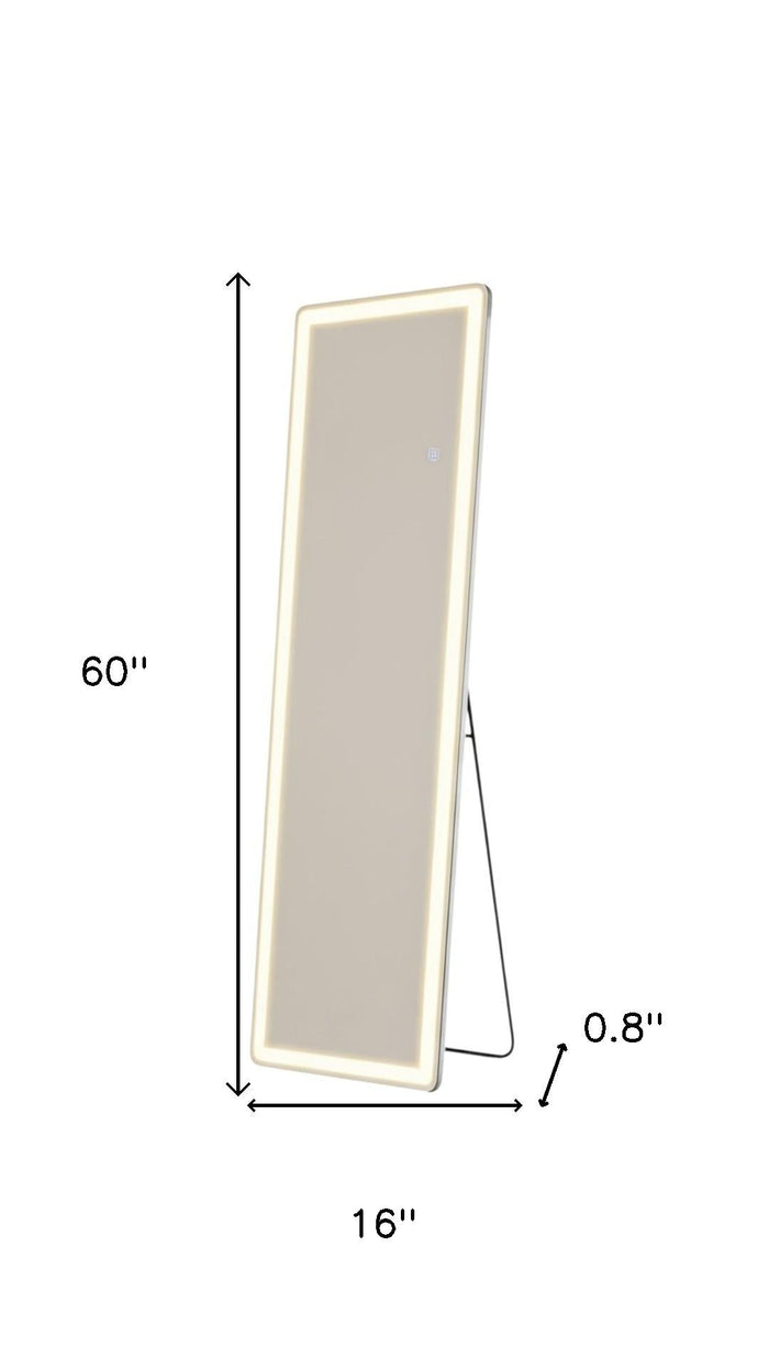 60" Clear Lighted Freestanding and Wall Mount Frameless Full Length Mirror