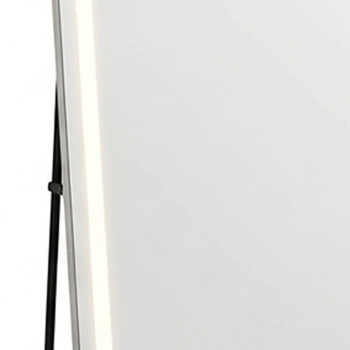 60" Silver Lighted Freestanding And Wall Mounted Framed Full Length Mirror