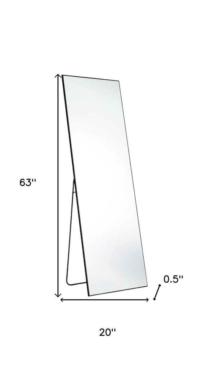 63" Black Metal Freestanding and Wall Mount Framed Full Length Mirror