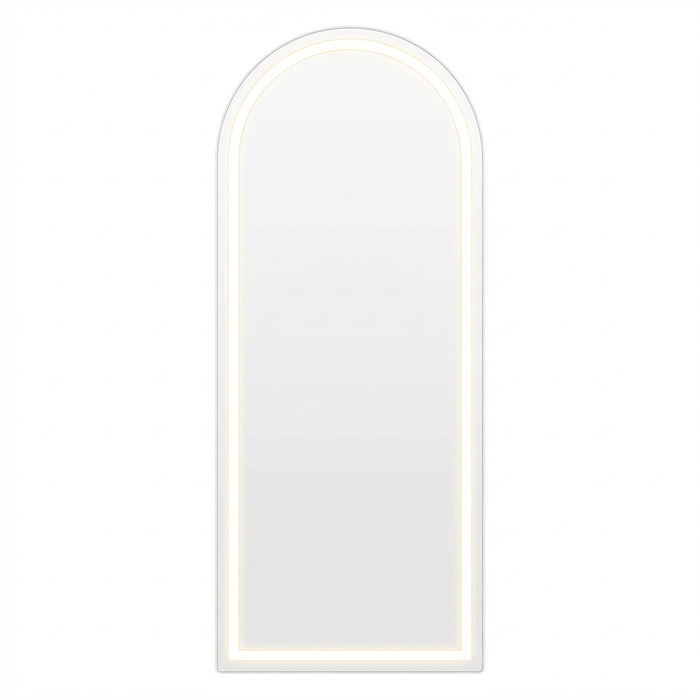 63" Silver Arch Lighted Freestanding And Wall Mounted Framed Full Length Mirror