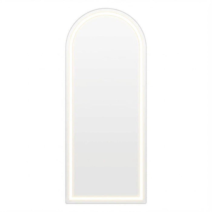 63" Silver Arch Lighted Freestanding And Wall Mounted Framed Full Length Mirror
