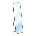 64" Black Aluminum Arch Freestanding And Wall Mounted Framed Full Length Mirror