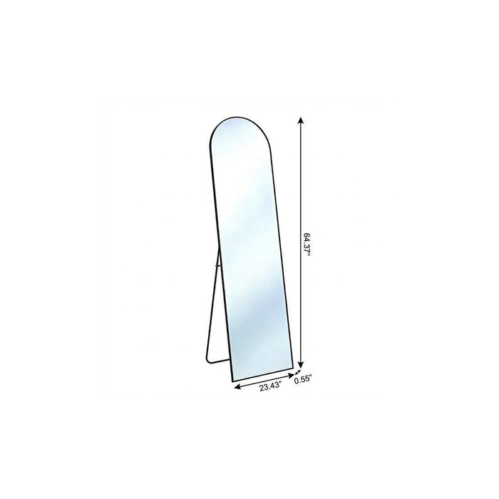 64" Black Aluminum Arch Freestanding And Wall Mounted Framed Full Length Mirror
