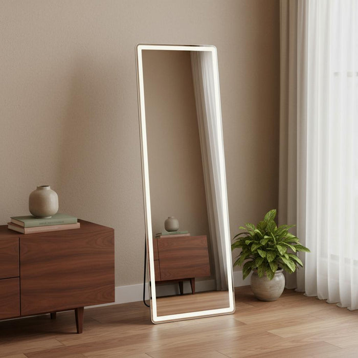 64" Clear Lighted Freestanding and Wall Mount Frameless Full Length Mirror