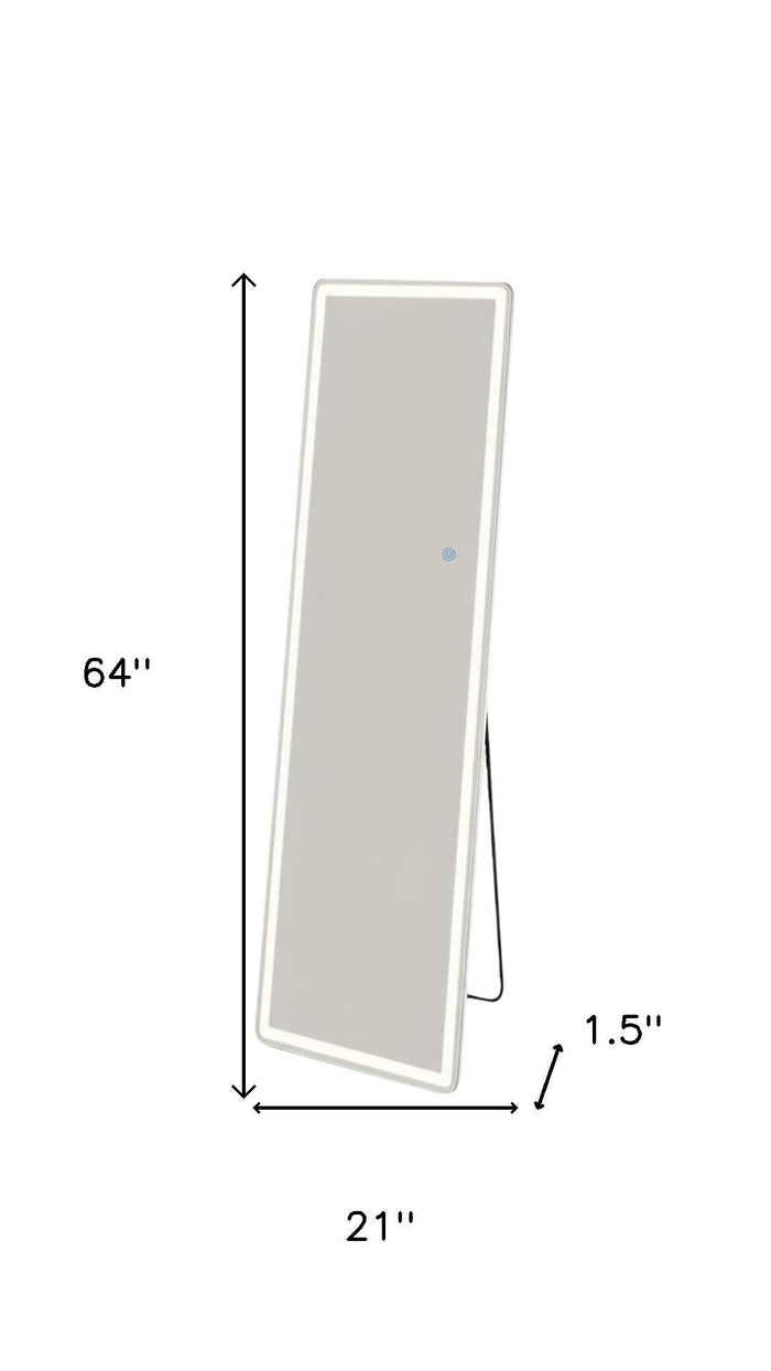 64" Clear Lighted Freestanding and Wall Mount Frameless Full Length Mirror