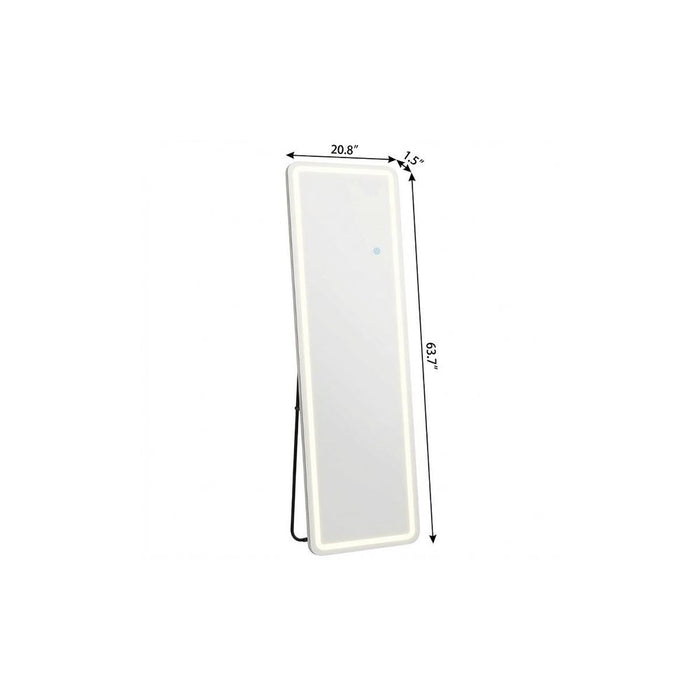 64" Clear Lighted Freestanding And Wall Mounted Framed Full Length Mirror