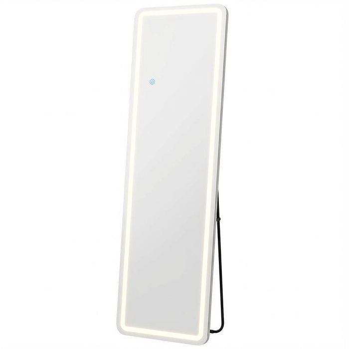 64" Clear Lighted Freestanding And Wall Mounted Framed Full Length Mirror