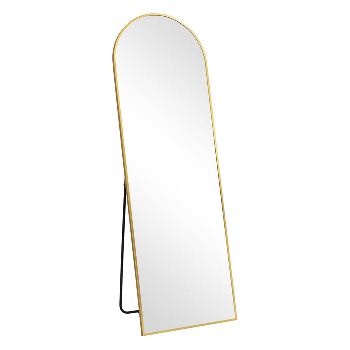 64" Gold Metal Arch Freestanding Framed Standing Mirror
