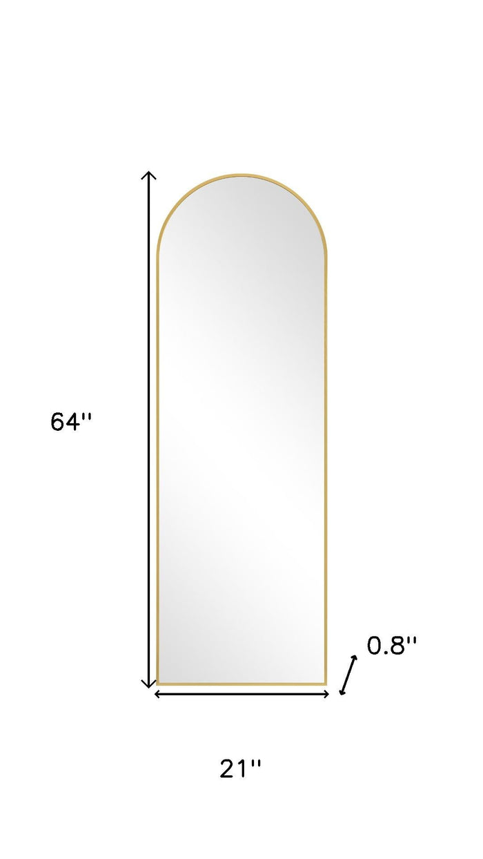 64" Gold Metal Arch Freestanding Framed Standing Mirror