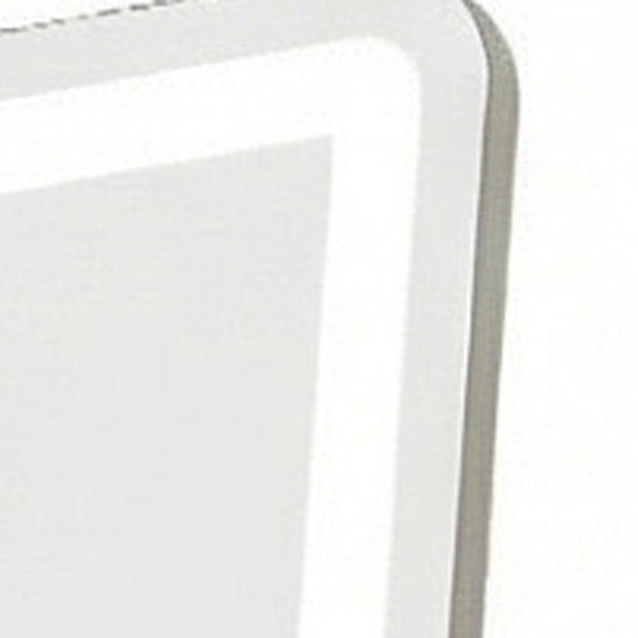 64" Silver Glass Lighted Wall Mounted Leaning And Freestanding Framed Full Length Mirror