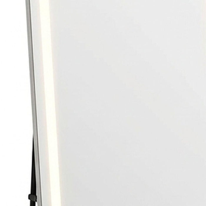 64" Silver Lighted Wall Mounted And Freestanding Framed Full Length Mirror
