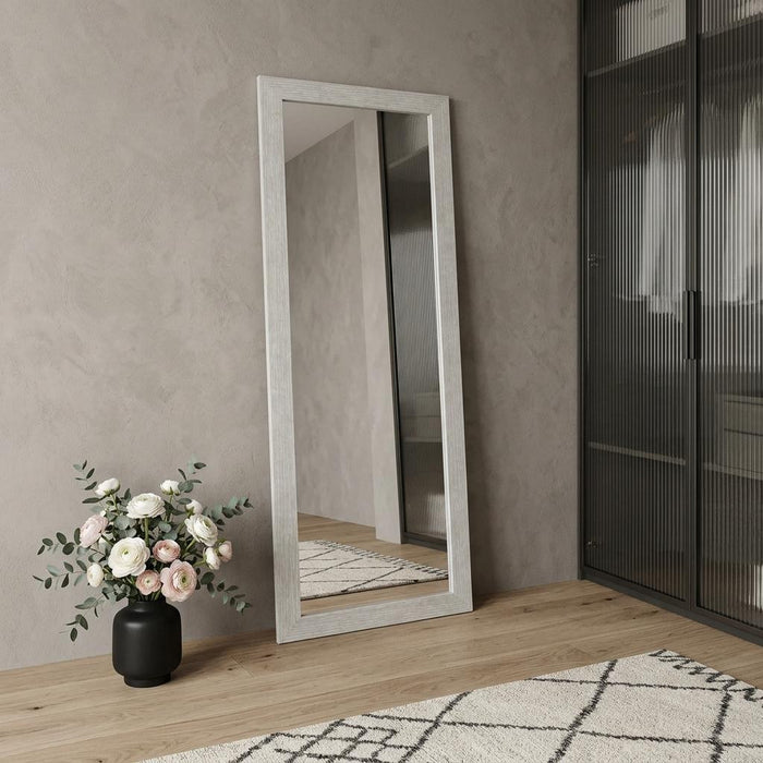 64" White Solid Wood Freestanding Framed Standing Mirror