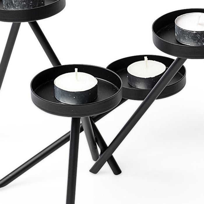 7" Black Geometric Metal Tabletop Votive Candle Holder