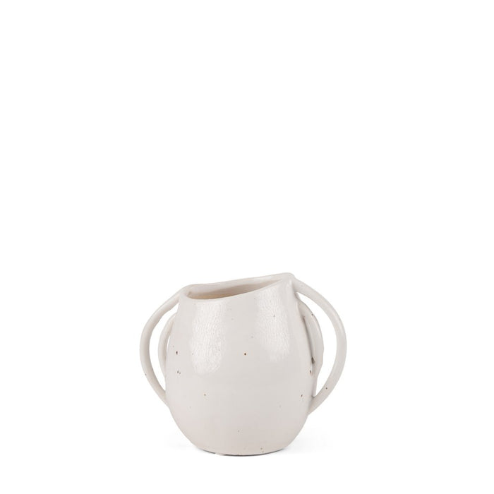 7" Cream Speckle Ceramic Amphora Table Vase