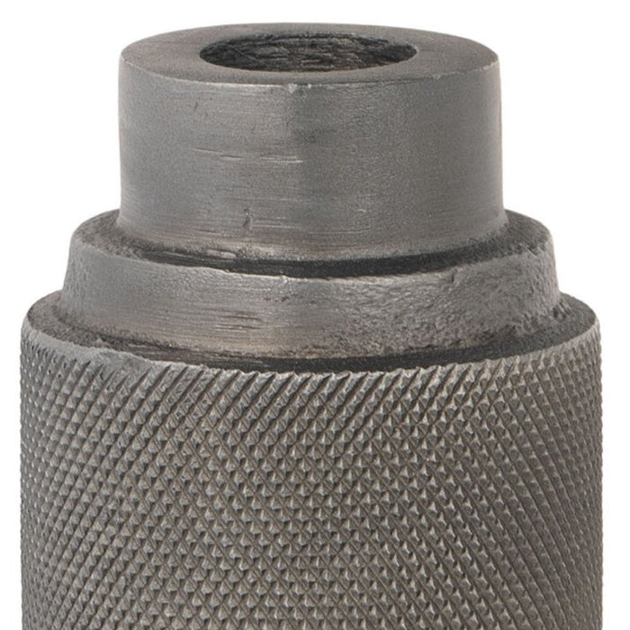 7" Gray Distressed Aluminum Geometric Tabletop Taper Candle Holder