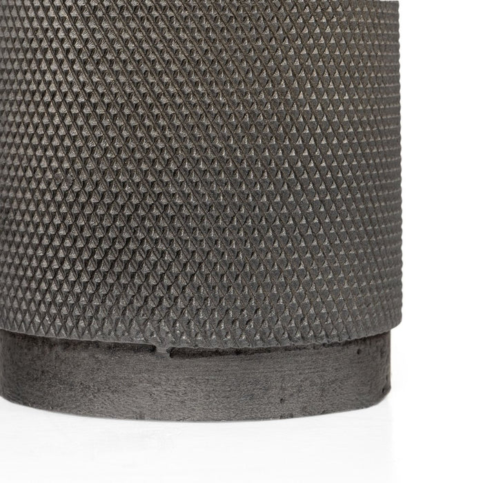 7" Gray Distressed Aluminum Geometric Tabletop Taper Candle Holder