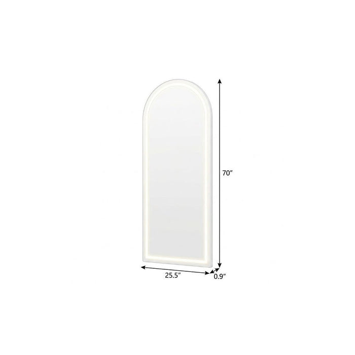 70" Silver Arch Lighted Freestanding And Wall Mounted Framed Full Length Mirror