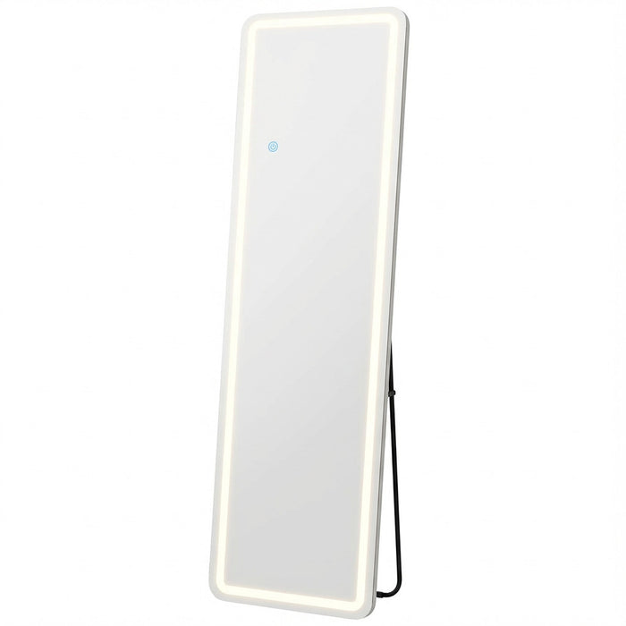 70" Silver Lighted Freestanding And Wall Mounted Framed Full Length Mirror
