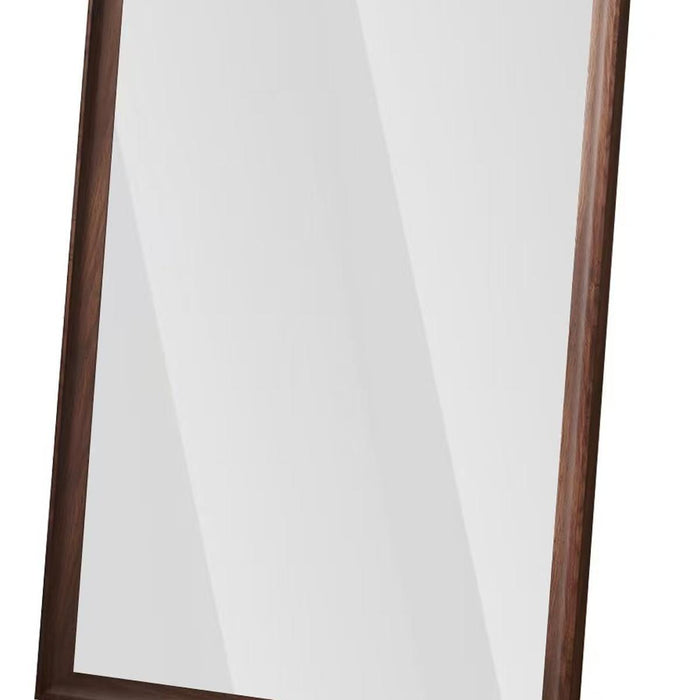 71" Brown Wood Wall Mounted And Leaning Framed Full Length Mirror