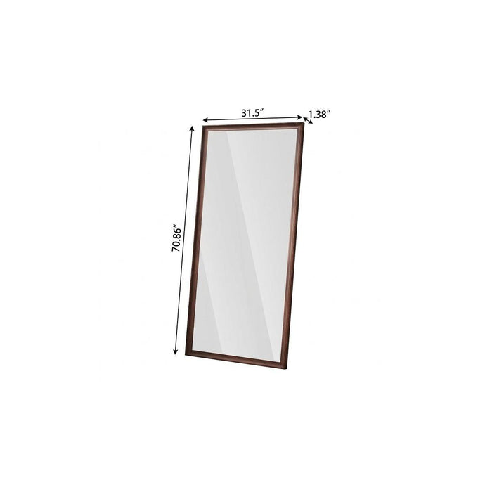 71" Brown Wood Wall Mounted And Leaning Framed Full Length Mirror