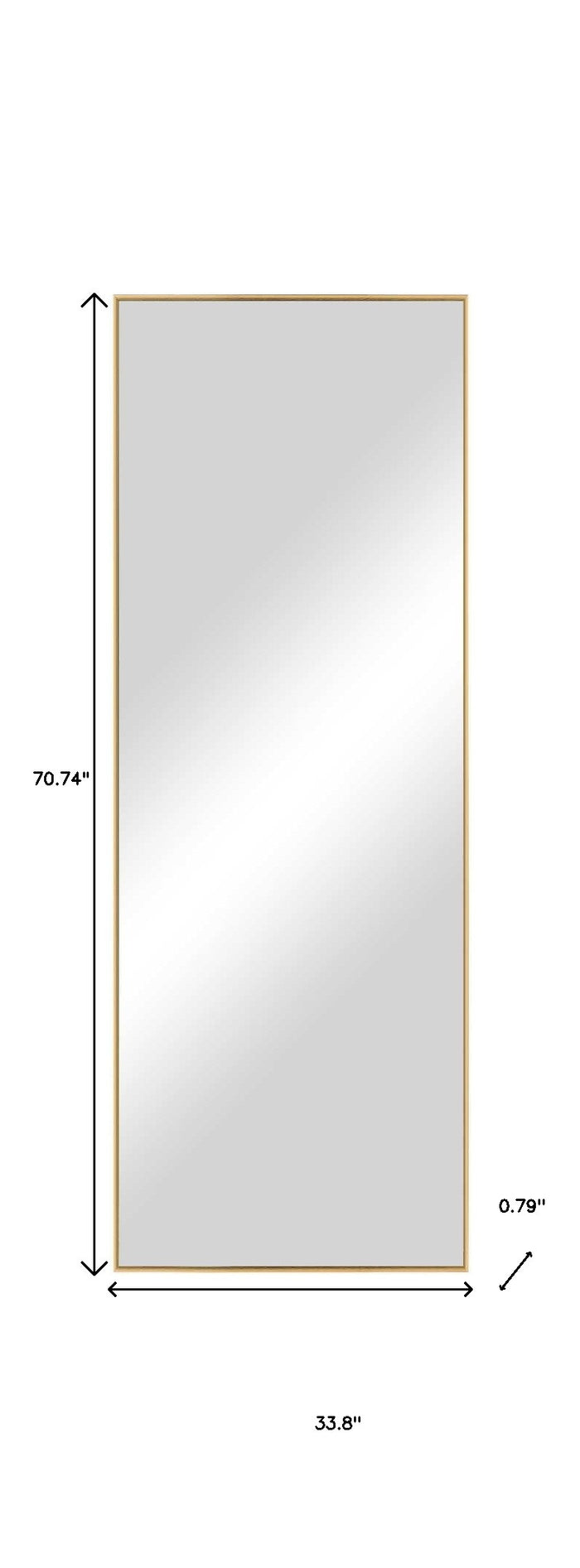 71" Gold Metal Leaning Framed Full Length Mirror