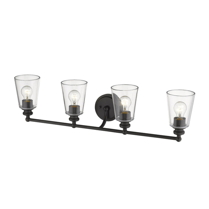 8" Black And Clear Metal and Glass Vanity Flush Mounted Sconce