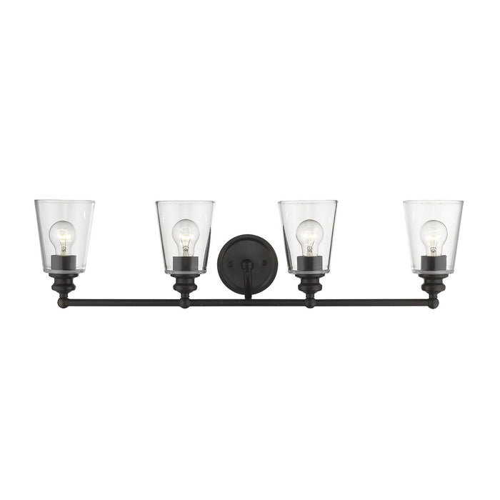 8" Black And Clear Metal and Glass Vanity Flush Mounted Sconce