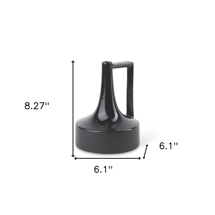 8" Black Ceramic Jug Vase