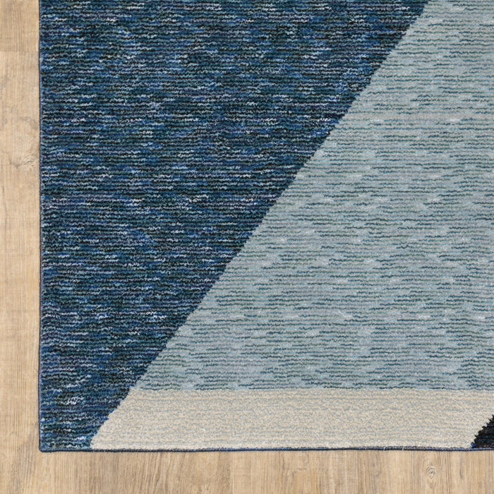 8' Blue Purple And Gray Geometric Runner Rug