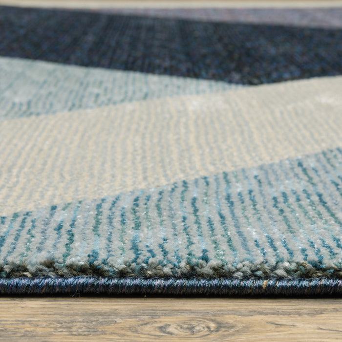 8' Blue Purple And Gray Geometric Runner Rug