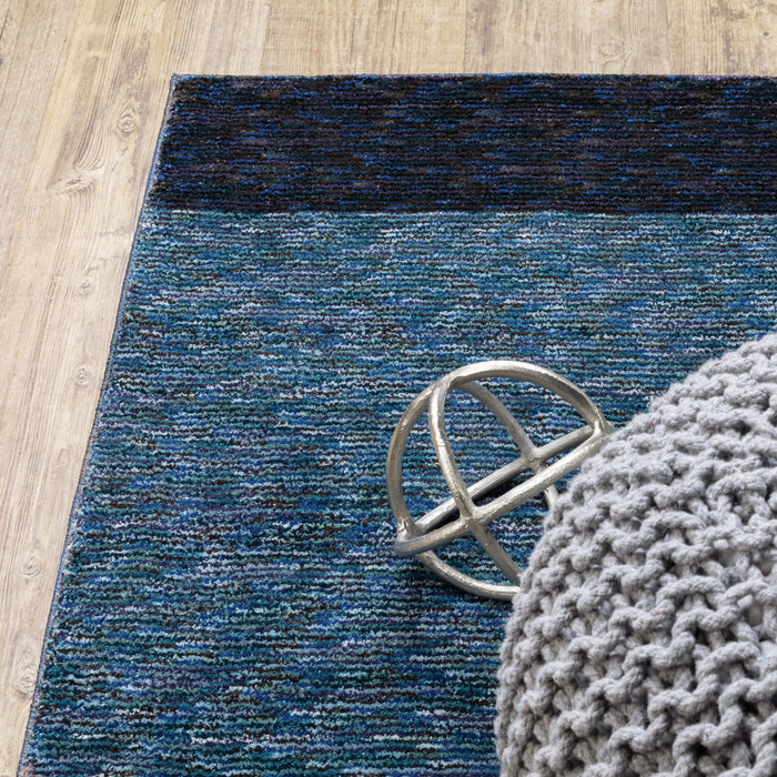 8' Blue Purple And Gray Geometric Runner Rug