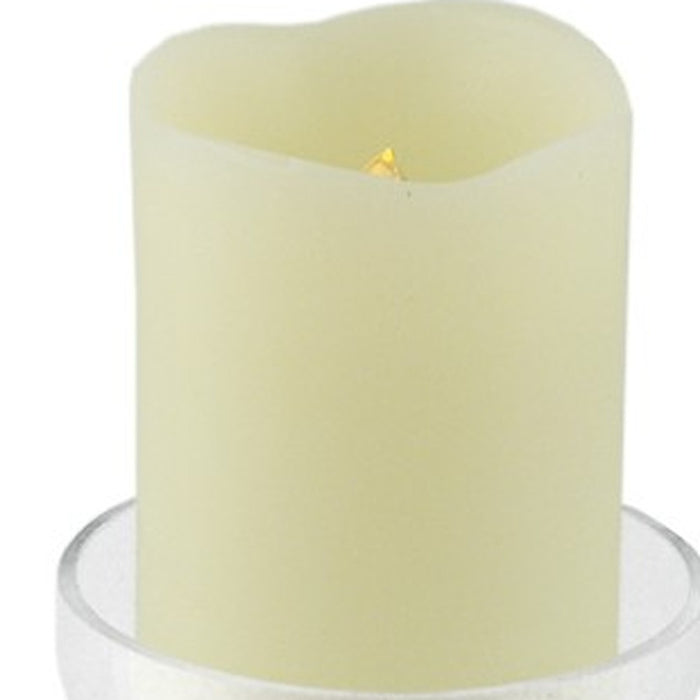 8" Clear Glass Centerpiece Pillar Candle Holder With Candle