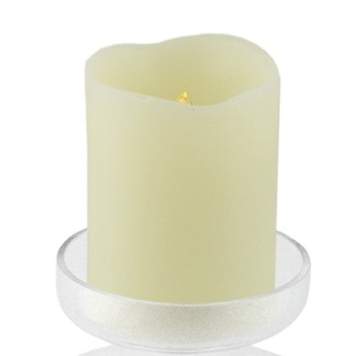 8" Clear Glass Centerpiece Pillar Candle Holder With Candle