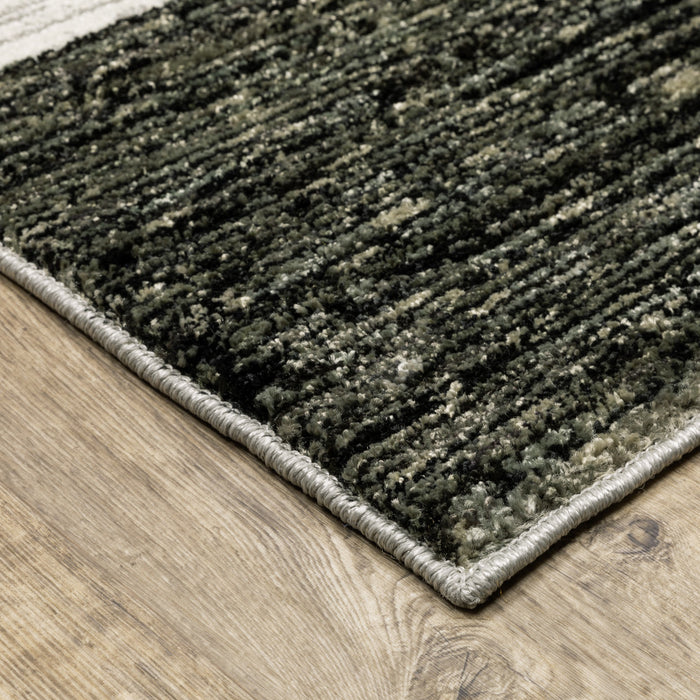 8' Gray And Ivory Geometric Runner Rug
