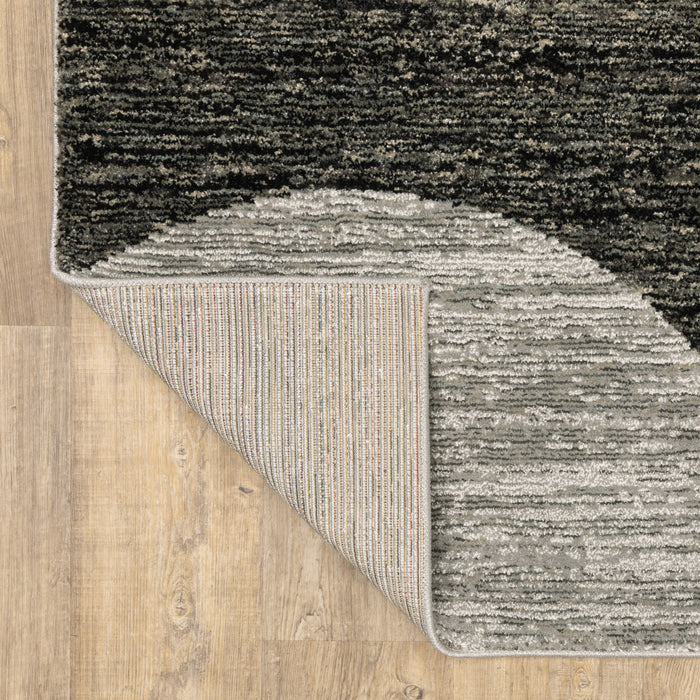 8' Gray And Ivory Geometric Runner Rug