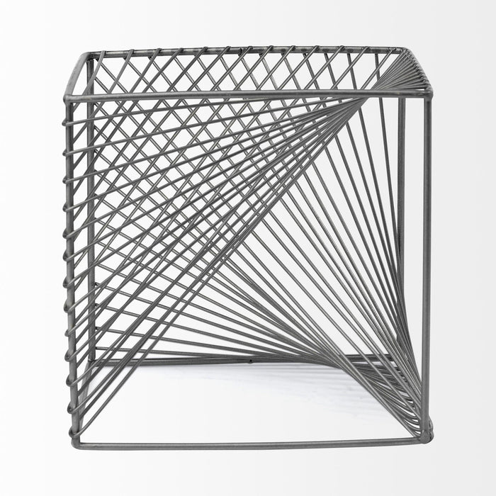 8" Silver Metal Cube Tabletop Sculpture
