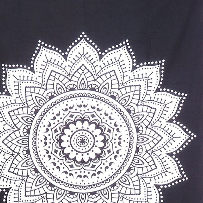 80" X 56" Black And White Mandala Cotton Hanging Tapestry