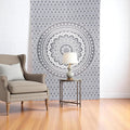 80" X 56" Gray And White Mandala Cotton Hanging Tapestry