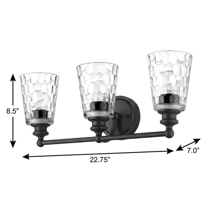 9" Black And Clear Metal and Glass Vanity Flush Mounted Sconce