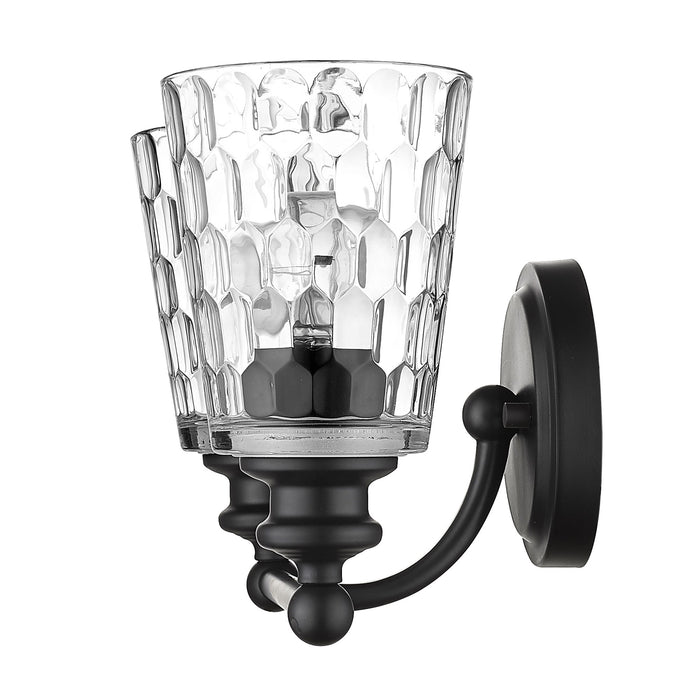 9" Black And Clear Metal and Glass Vanity Flush Mounted Sconce