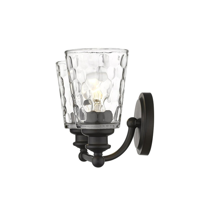 9" Black And Clear Metal and Glass Vanity Flush Mounted Sconce