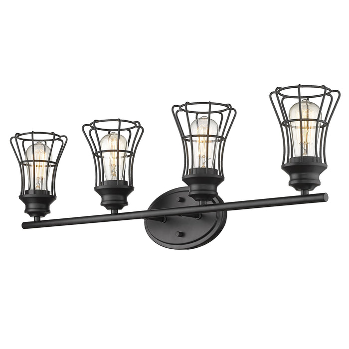 9" Black Metal Vanity Flush Mounted Sconce