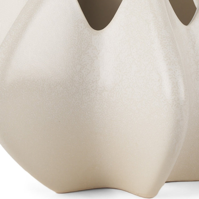 9" Cream Sculptural Ceramic Table Vase